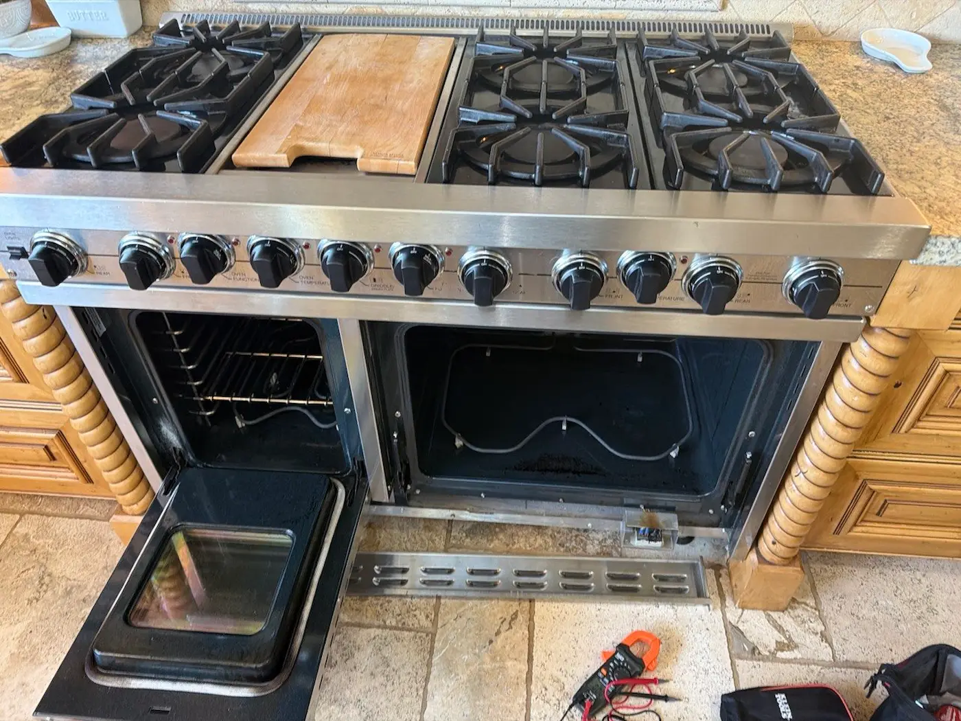 Elevate Repair technician completing a Viking range repair in NYC